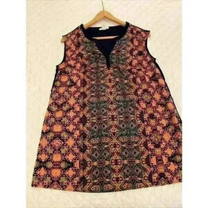 Liz Lange Maternity Target Navy Blue Geometric Print Sleeveless Blouse‎ Medium